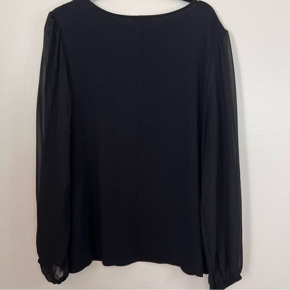 Lane Bryant Top Blouse Long Sheer Sleeves Size 22/24 Black - Picture 6 of 6